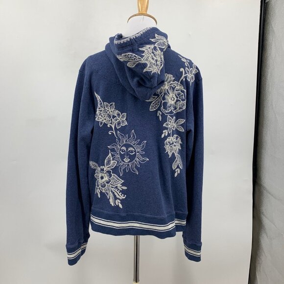NEW Johnny Was Outerwear | Women ADDISON RIB ZIPUP SWEATSHIRT Heather Indigo - Picture 5 of 6
